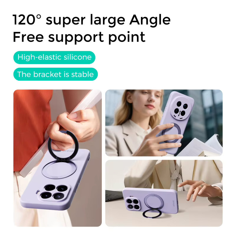 Magnetische Flüssigsilikon-Schutzhülle für Xiaomi 17T Pro und Xiaomi 17T mit Ständer und Ring in Blau und Lila - Bild 1