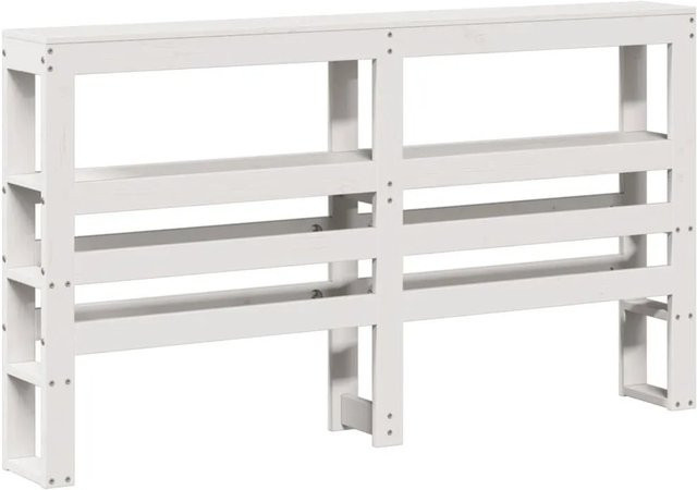 vidaXL Kopfteil mit integrierten Ablagen aus Massivholz Kiefer in Weiß, Breite: 126 cm - Bild 1