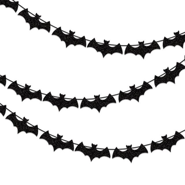 Runtowo Halloween Fledermaus Banner aus Papier in Schwarz als Hängegirlande zur Partydekoration - Bild 1