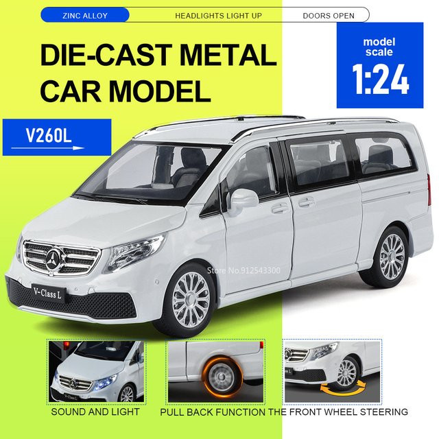 RMZ city V260L E300 Modellauto, 1:24 Maßstab, Metall, mit Licht und Sound - Bild 1