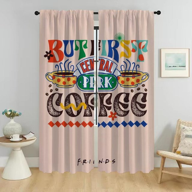Freunde Küchenvorhänge aus Tüll, 2er-Set halbtransparent, Beige, Breite: 50 cm, Höhe: 70 cm - Bild 1