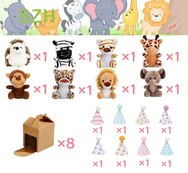 Linyi toy Mini-Dschungeltier-Plüschtiere, Safari-Stofftiere, Bunt / Mehrfarbig, 6-48 Sets - Bild 1