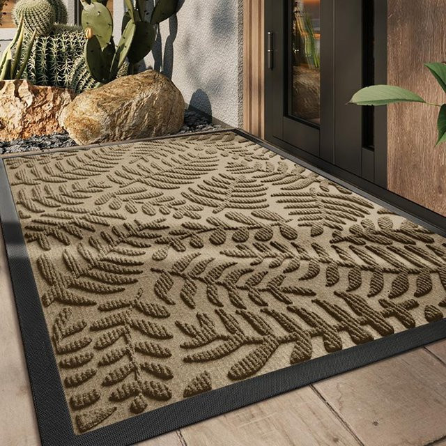 Rutschfeste Abstreifmatte aus Gummi und Polyester in Beige, B/B: 60 x 90 cm - Bild 1