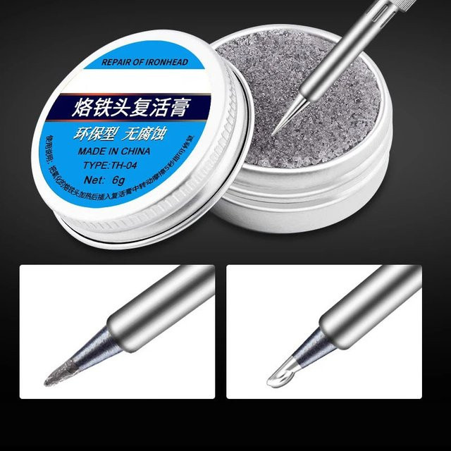 Tinner-Reiniger mit Lötspitze, bleifreie Oxidations-Reinigungspaste zur Auffrischung der Lötspitze, silberfarben - Bild 1