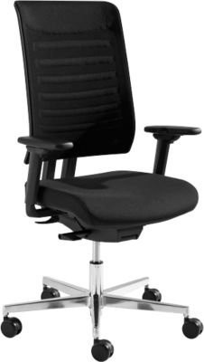 Schäfer Shop Genius Bürostuhl SSI PROLINE PREMIUM S2+ mit teilautomatischer 3D-Synchronmechanik, Armlehnen und Netz-Rückenlehne, schwarz/alusilber - Bild 1