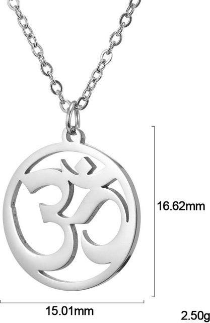 LIKGREAT Halskette Lotus OM Yoga Chakra Anhänger, Edelstahl, Silber, Damen - Bild 1