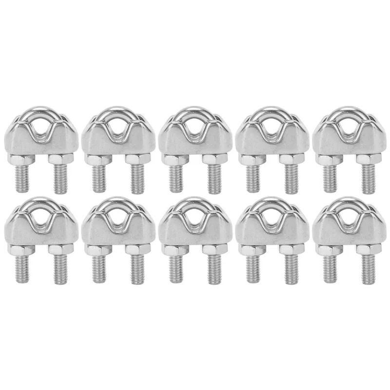 Meterk 10er Set M4 U-Bolzen Drahtseilklemmen aus Edelstahl in Silber und Weiß für 3/16 Zoll Kabel - Bild 3