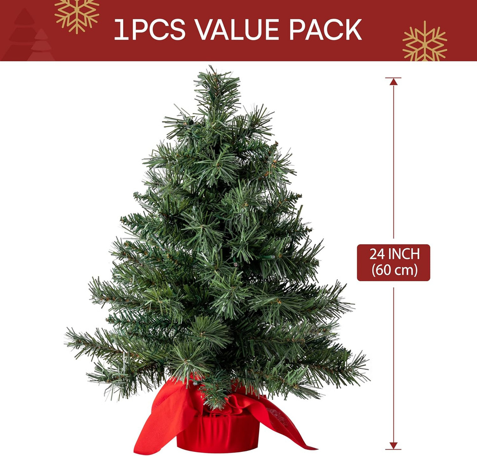 Discover Intime Mini-Weihnachtsbaum für den Tisch mit mehrfarbigen LED-Lichtern, Grün, Höhe: 60 cm - Bild 2
