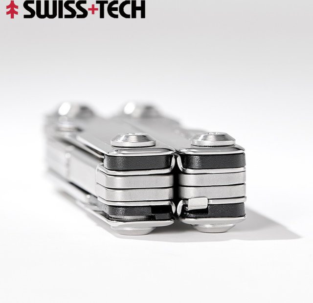 SWISS TECH 9-in-1 Rettungsschere Survival-Multitool als EDC Mini-Schlüsselanhänger in Silber mit Fensterbrecher und Gurtschneider - Bild 1