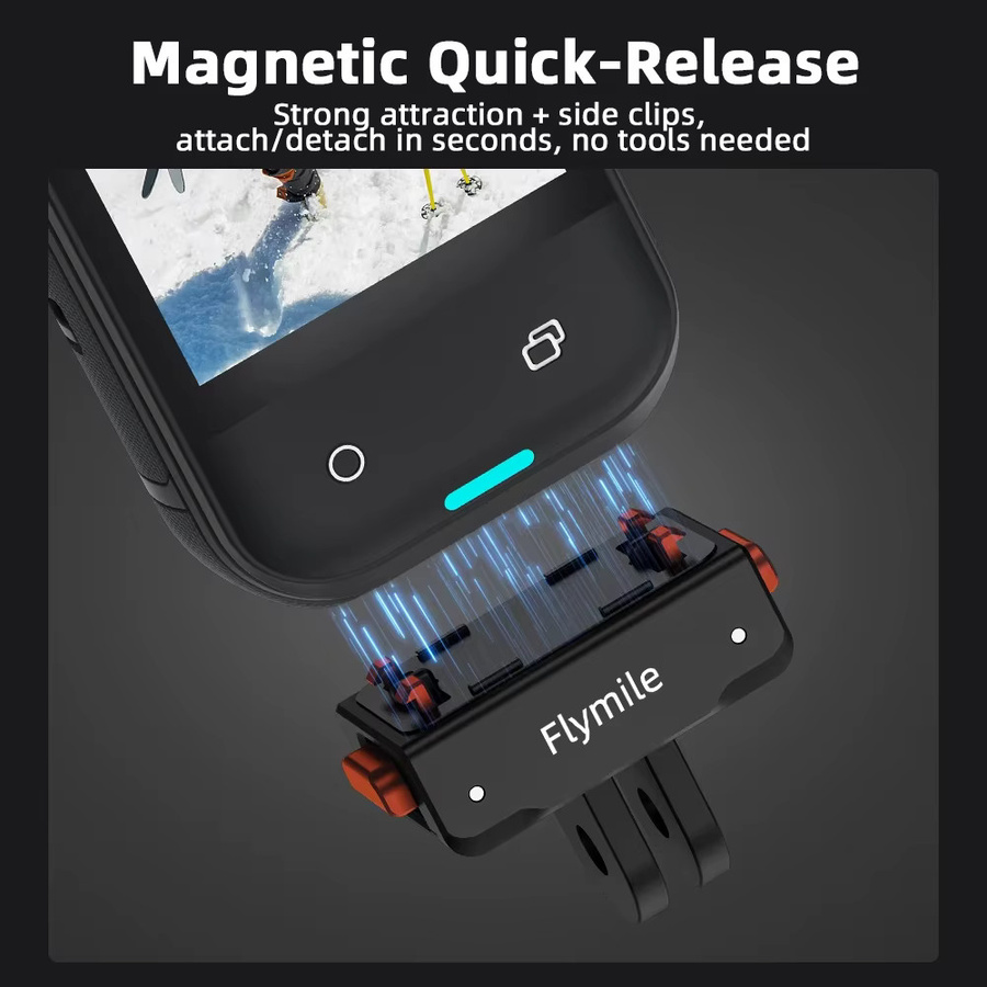 Flymile Quick Release Base Magnetischer Halterungsadapter für Insta360 X5 und Ace Pro 2 in Schwarz - Bild 2