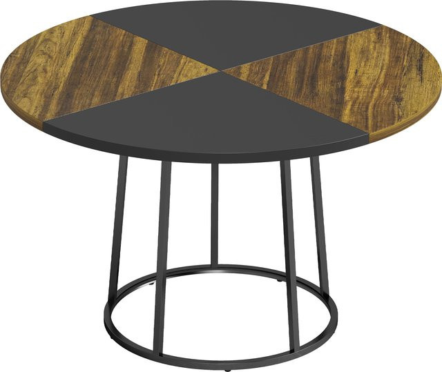 Runder Esstisch im Industrial-Stil von HOMCOM für 4-6 Personen, Farbe Rustikales Braun und Schwarz, Durchmesser: 120 cm, Höhe: 75 cm - Bild 1