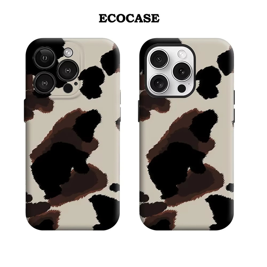 Handyhülle mit Kuh-Print für Apple iPhone 11 bis iPhone 17 Pro Max Plus in Beige und Multicolour mit doppelschichtiger Rückseite - Bild 2