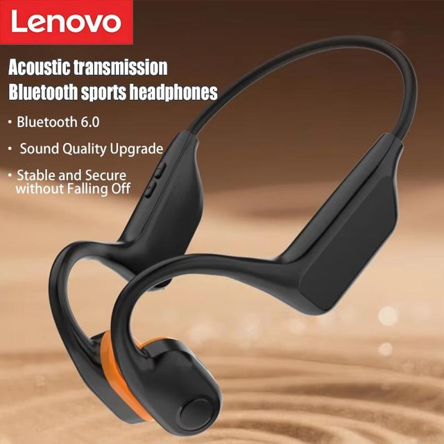 Lenovo Knochenleitungs-Bluetooth-Kopfhörer mit Geräuschunterdrückung und Kartensteckplatz, wasserdicht, Offener Typ, in Schwarz oder Orange - Bild 1