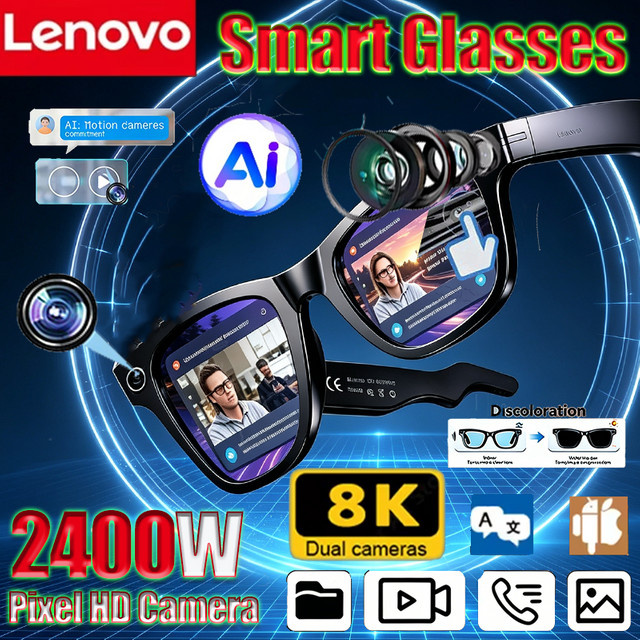 Lenovo AI Smart-Sonnenbrille für Damen und Herren in Schwarz mit Bluetooth, Sprachassistent, Musikplayer und Anruffunktion - Bild 1