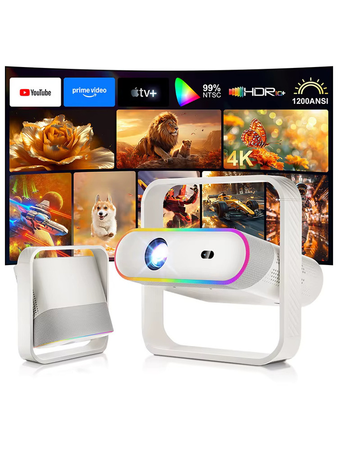Salange P40 Smart Projektor mit Native 1080P Full HD, Android, Autofokus, WiFi 6 und Bluetooth 5.4, RGB Umgebungslicht und HiFi-Lautsprecher, Weiß - Bild 7
