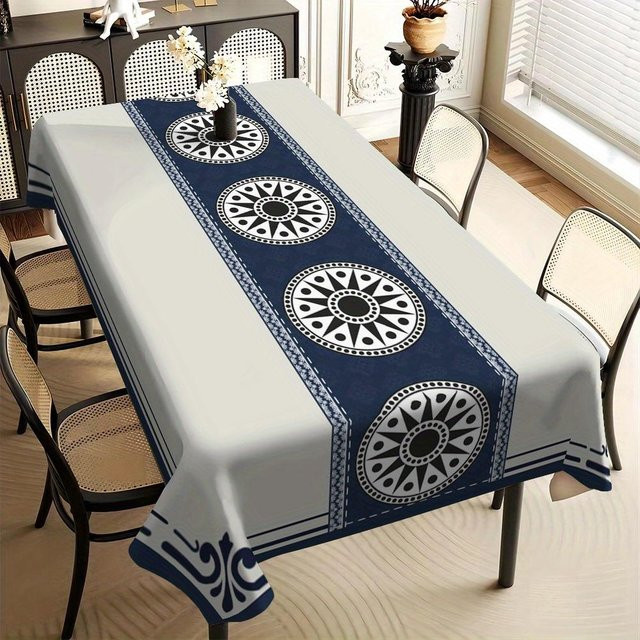 JMG Household Supplies Tischdecke aus Polyester mit floraler Jacquard-Webung in Blau, B/T: 140 x 140 cm - Bild 1