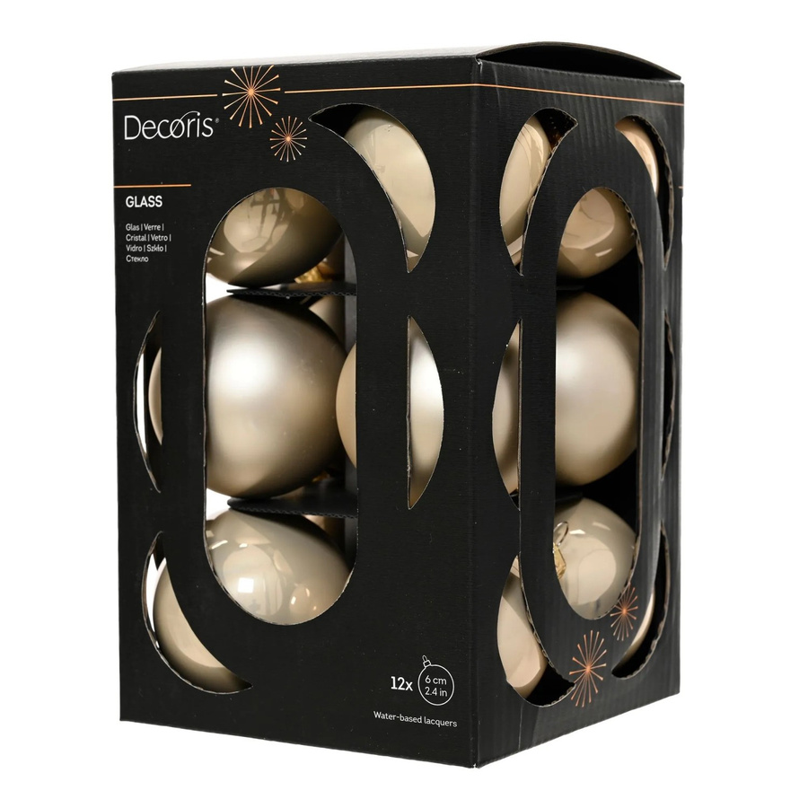 Decoris Weihnachtskugeln aus Glas in Weiß und Gold, 12 Stück, Durchmesser: 6 cm - Bild 2
