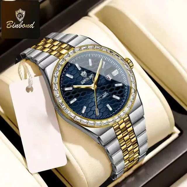 BINBOND Armbanduhr Quarz, Edelstahl, Blau, Herren - Bild 1