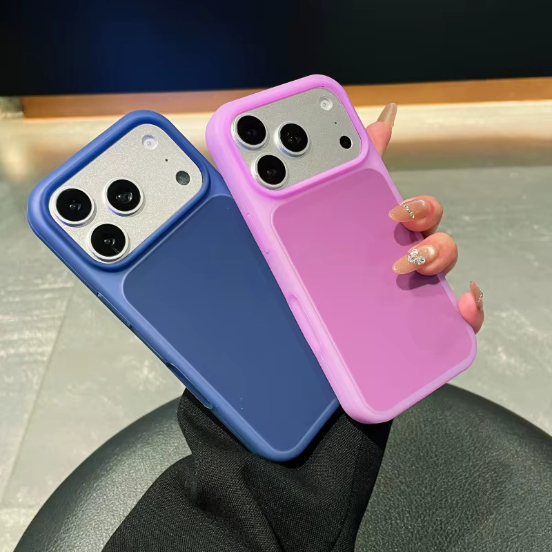 SUNWARD 2-in-1 Stoßfeste Silikon Handyhülle für iPhone 17 Pro Max 16 15 Pro Max in Transparent mit Bonbonfarbenen Akzenten (Grün/Lila) - Bild 1