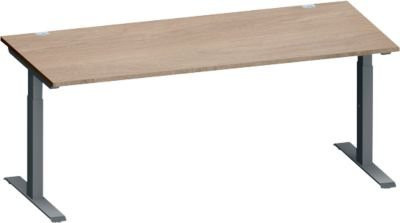 Schäfer Shop Genius Schreibtisch MODENA FLEX in Eiche und Anthrazit mit T-Fuß Rechteckrohr, B: 180 cm, T: 80 cm, H: 65-85 cm - Bild 1