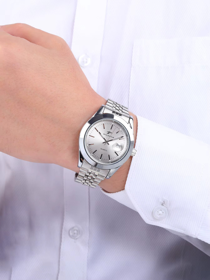 RICECGO Armbanduhr Quarz, Edelstahl, Silber, Herren, Datum - Bild 3