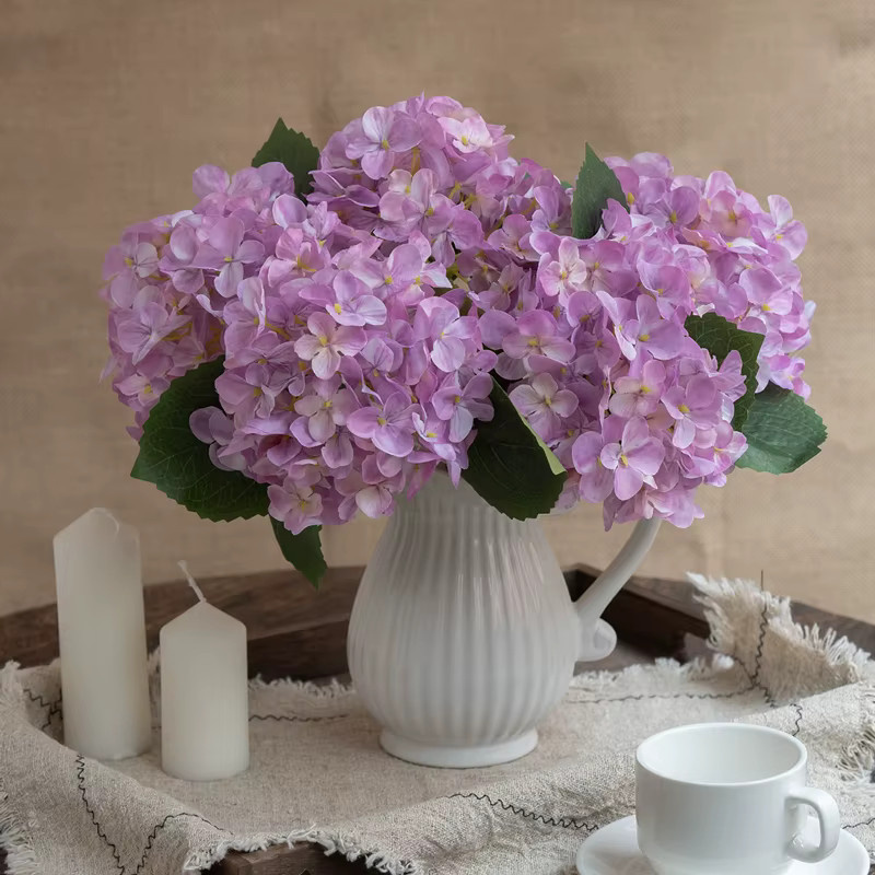 WQNJIN Retro Hortensien Simulation Blume in Pink für Schlafzimmer Dekoration und Hochzeitsfotografie - Bild 2