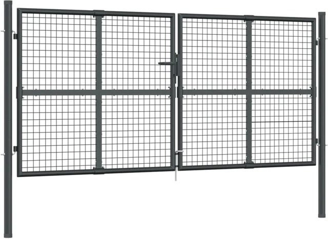 vidaXL Gitter-Gartentor aus verzinktem Stahl in Anthrazit, B: 300 cm, H: 125 cm - Bild 1