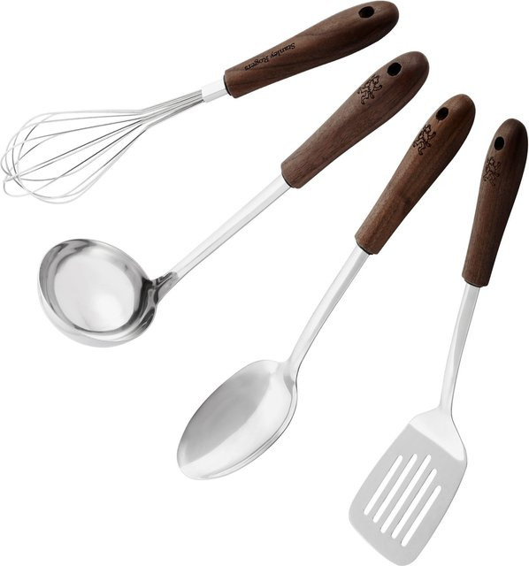 Stanley Rogers Küchenhelfer-Set Black Walnut, 4-teilig aus Edelstahl und Holz in Braun - Bild 1