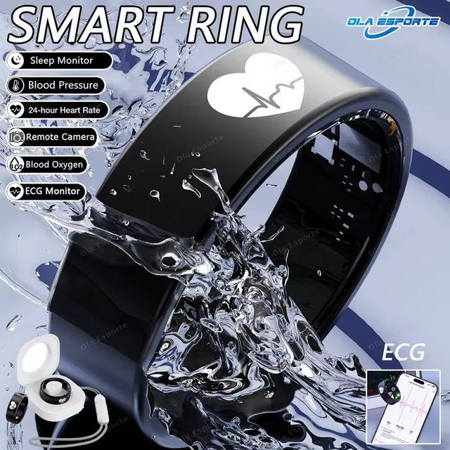 Ola Esporte Smart-Ring in Schwarz mit EKG-Erkennung, Blutdruckmessung, Herzfrequenzmonitor, Körpertemperaturmessung und GPS-Tracking für Damen und Herren - Bild 1