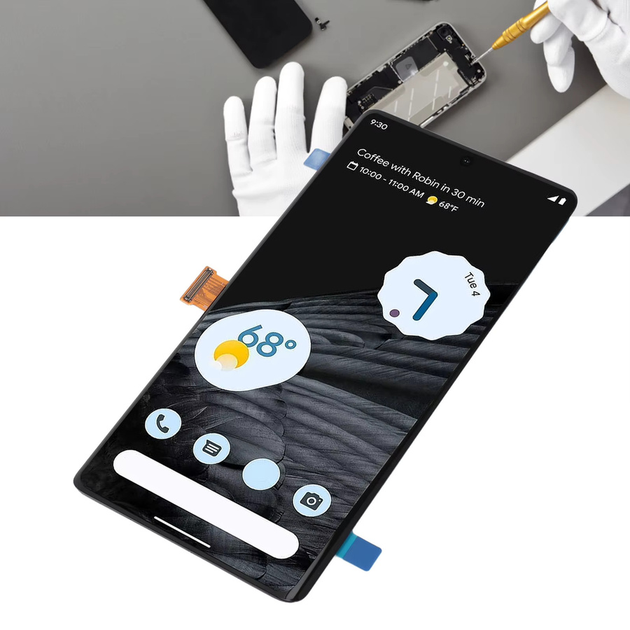 Qiilu OLED Display Digitizer Baugruppe mit Touchscreen für Google Pixel 7 Pro 5G in Schwarz inklusive Reparaturwerkzeugen, 6,7 Zoll, 3120 x 1440 Pixel - Bild 4