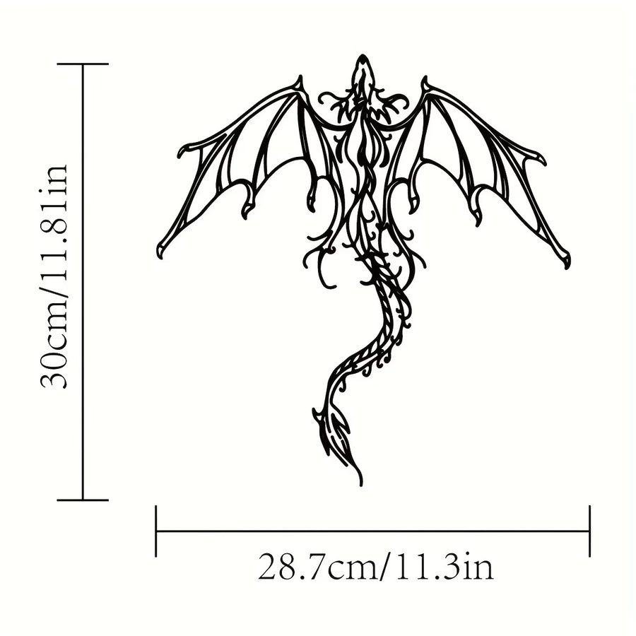 CIFBUY Wandkunst Drache aus Metall in Schwarz als Fantasy Dekoration für dein Zuhause - Bild 2