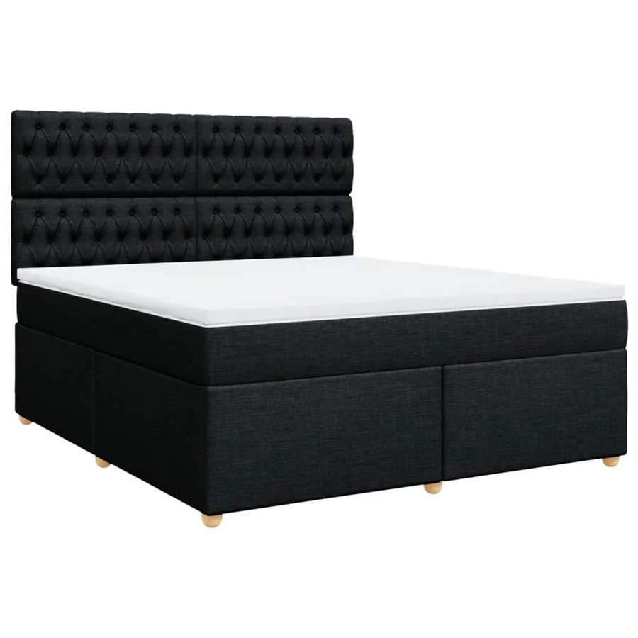 vidaXL Boxspringbett Hybrid mit Matratze und Taschenfederkern, Schwarz, B/T: 180 x 200 cm - Bild 2