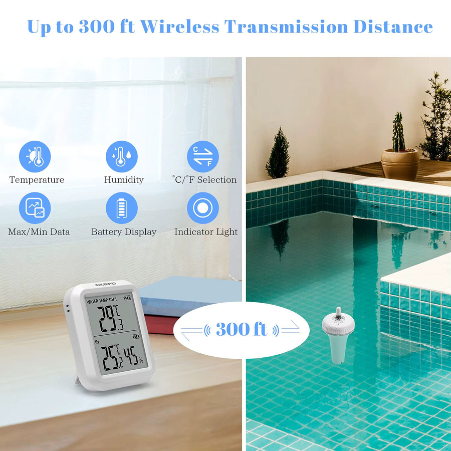 INKBIRD IBS-P01R Kabelloses digitales Pool-Thermometer, IPX7 wasserdichtes schwimmendes Thermometer in Weiß für Schwimmbad, Babybäder, Aquarien und Fischteiche - Bild 2