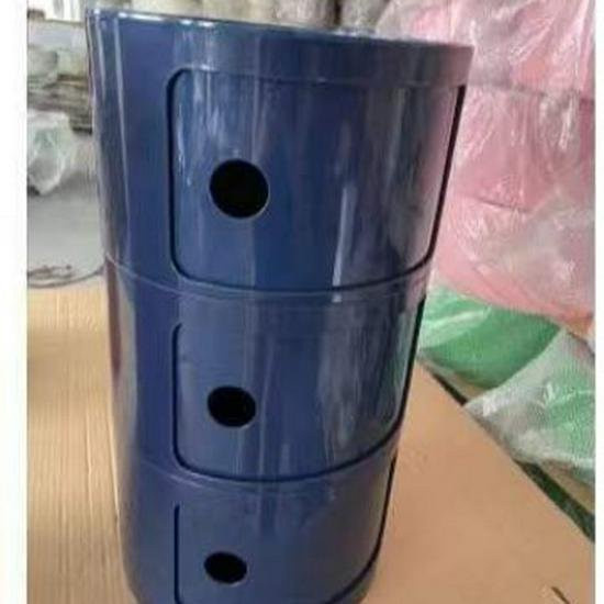 the BAY Rundschrank im skandinavischen Stil als Nachttisch und Beistelltisch mit Schiebetür, Dunkelblau, 5 Ebenen - Bild 1