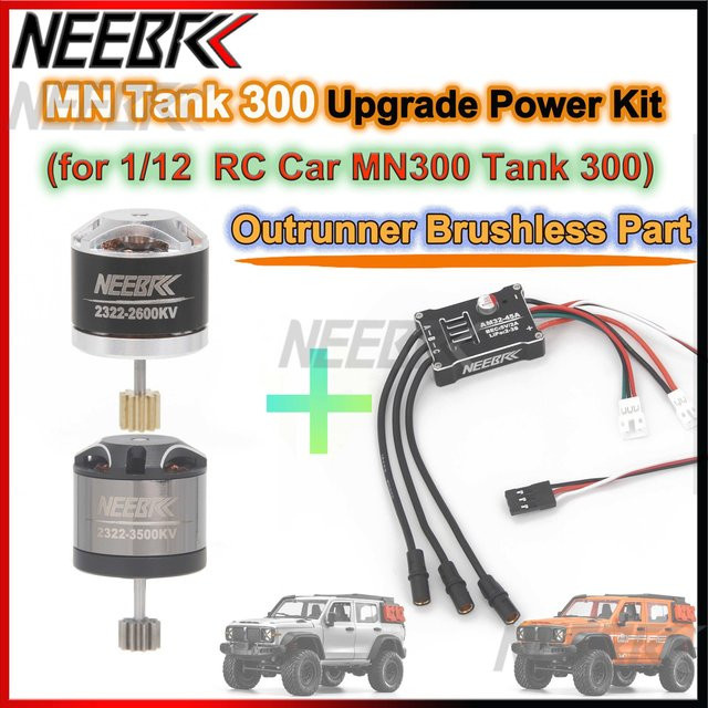 NeebRC MN300 2322 2600KV 3500KV Bürstenloser Motor Upgrade Power Kit, 1:12, Metall, Schwarz - Bild 1