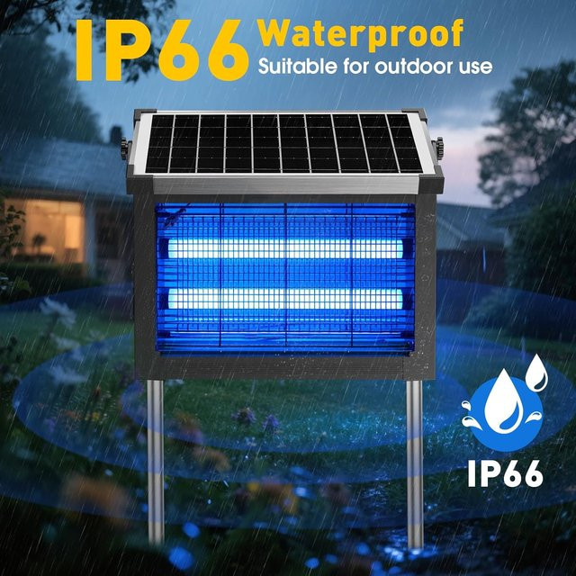 JOYINLED Solar Insektenvernichter Wasserdichte Mückenfalle für Garten, Terrasse und Camping in Schwarz - Bild 1