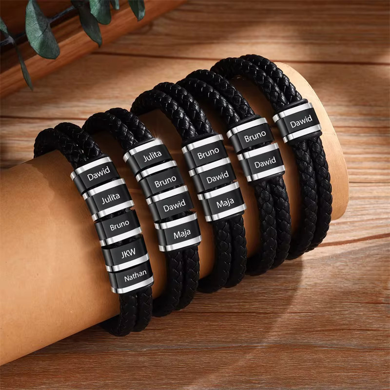 XCL Armband, geflochtenes Leder, Schwarz, Herren - Bild 3