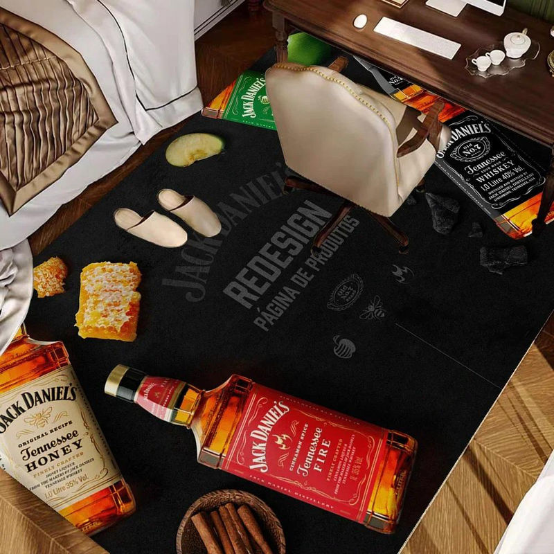 Karpetti Jack Daniels Whisky Muster Bereichsmatte, schwarz, B/T: 80 x 50 cm, waschbar und rutschfest - Bild 3