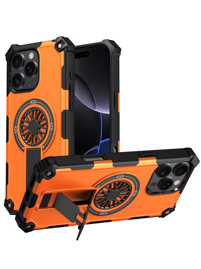RUWANHU MagSafe Magnetische Falten Handyhülle für iPhone 17 16 15 14 13 12 11 Pro Max in Orange - Bild 6