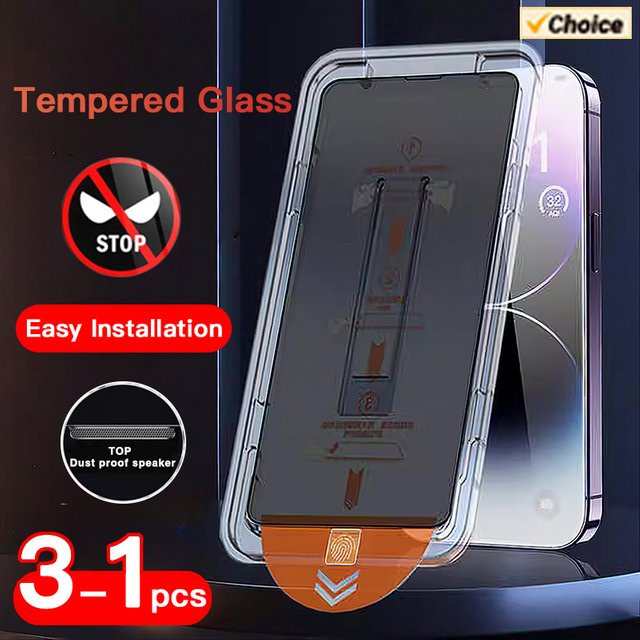 SKIG Privacy Anti-Spy Displayschutzfolie aus gehärtetem Glas für iPhone 16 Pro, transparent - Bild 1