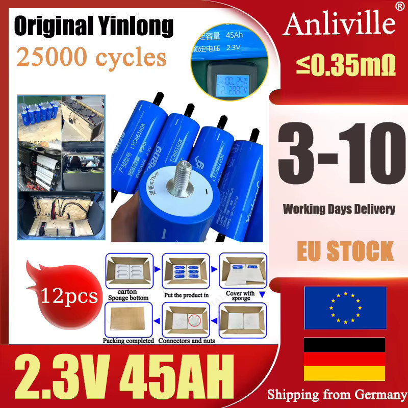 Yinlong 66160K Lithium-Titanat-Batterie LTO 2,3V 45Ah Klasse A Zelle für DIY Solar und Elektroboot - Bild 7