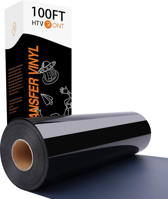 HTVRONT Wärmeübertragungs-Vinylrolle für Cricut und DIY T-Shirt Projekte, Farbe: Schwarz, B: 30 cm, L: 3000 cm - Bild 1