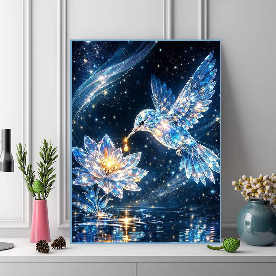 Momoart Diamant-Stickerei DIY Set mit Vogel und Blumen als Mosaik-Kunstwerk in Multicolour, B/H: 30 x 30 cm - Bild 3