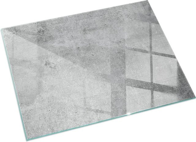 Tulup Glasplatte für Kaminöfen in Grau mit Rohbetonstruktur, B: 120 cm, H: 80 cm - Bild 1