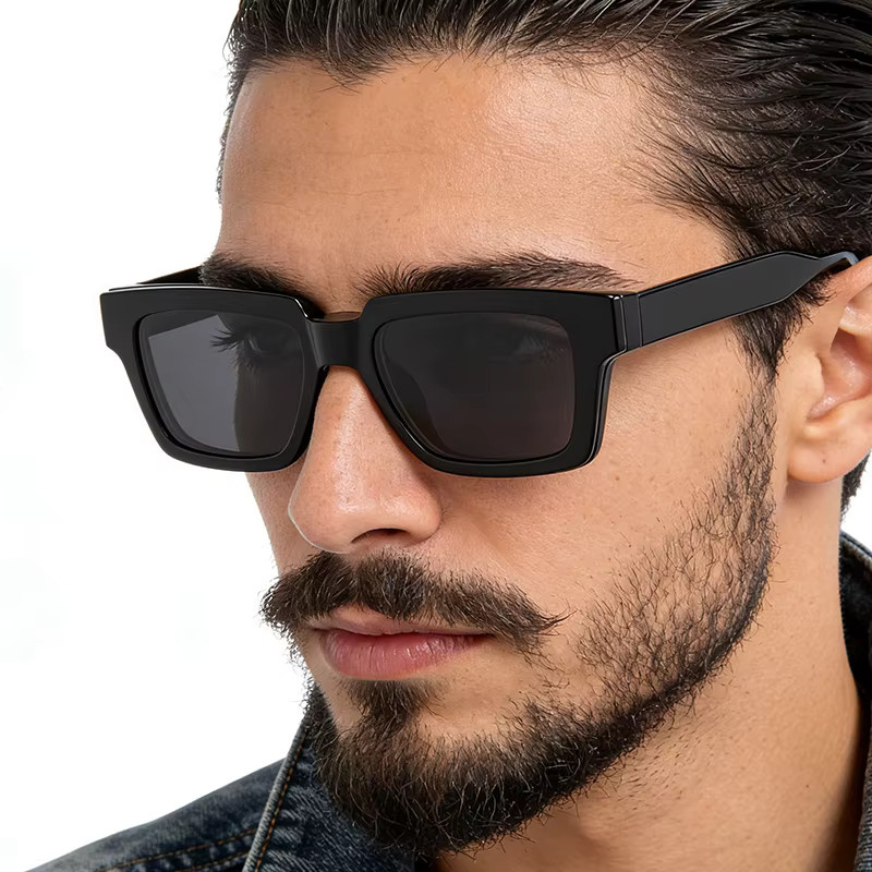 CCspace 2-in-1 Sonnenbrille Clip-On, Herren, Vollrand, Square, Schwarz, Kunststoff - Bild 2