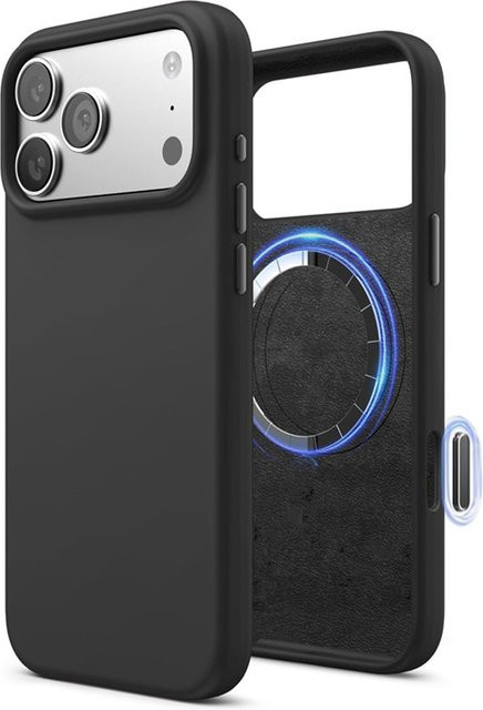 OLPAY Flüssigsilikon-Magnethülle mit MagSafe Kompatibilität für iPhone 17 16 15 14 13 12 Pro Max Plus in Lavender und Black - Bild 1