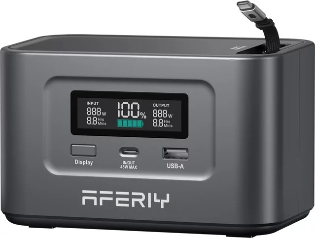AFERIY Nano100 Tragbare Powerstation 100W 99,2Wh mit LiFePO4-Akku und Dual 100W PD USB-C, Schwarz - Bild 1