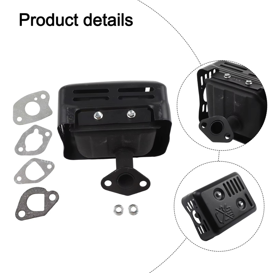 Schalldämpfer-Set für Honda Rasenmäher-Motoren GX120, GX140, GX160 und GX200 in Schwarz - Bild 2