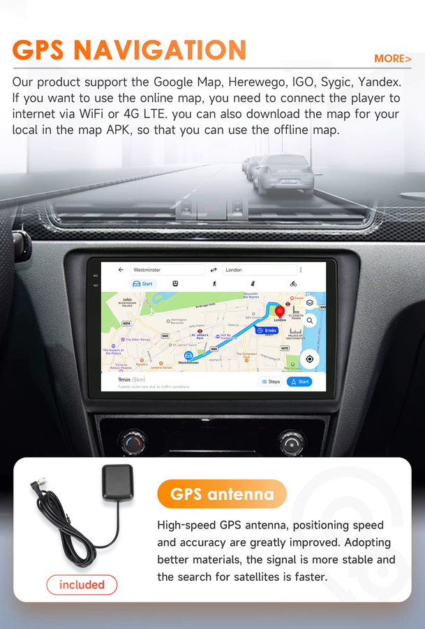 Hizpo Auto Radio Stereo mit 8 Kernen, 8 GB RAM und 128 GB Speicher für Skoda Rapid und Seat Toledo 2013-2019, QLED Display, AI Sprachsteuerung, 4G und WIFI, Schwarz - Bild 3
