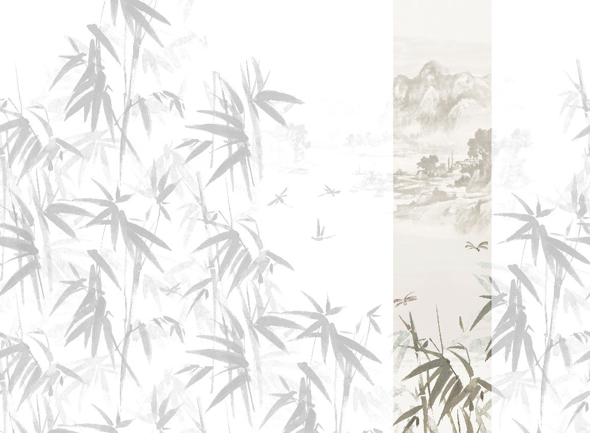 Jannelli & Volpi Mural Ine Wandtapete Grey Panel 5 in Grau mit floralem Orient-Design aus Vinyl - Bild 1